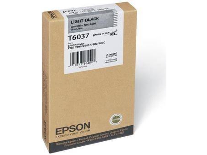 Cartucho de tinta original EPSON, T6037 220 ml , Gris, C13T603700