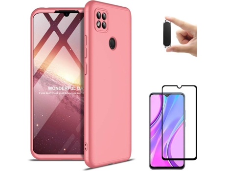 Kit Funda, Protector y Soporte para Xiaomi Redmi 9C PHONESHIELD BD-GK&9D&MH-PK-RM-9C Rosa