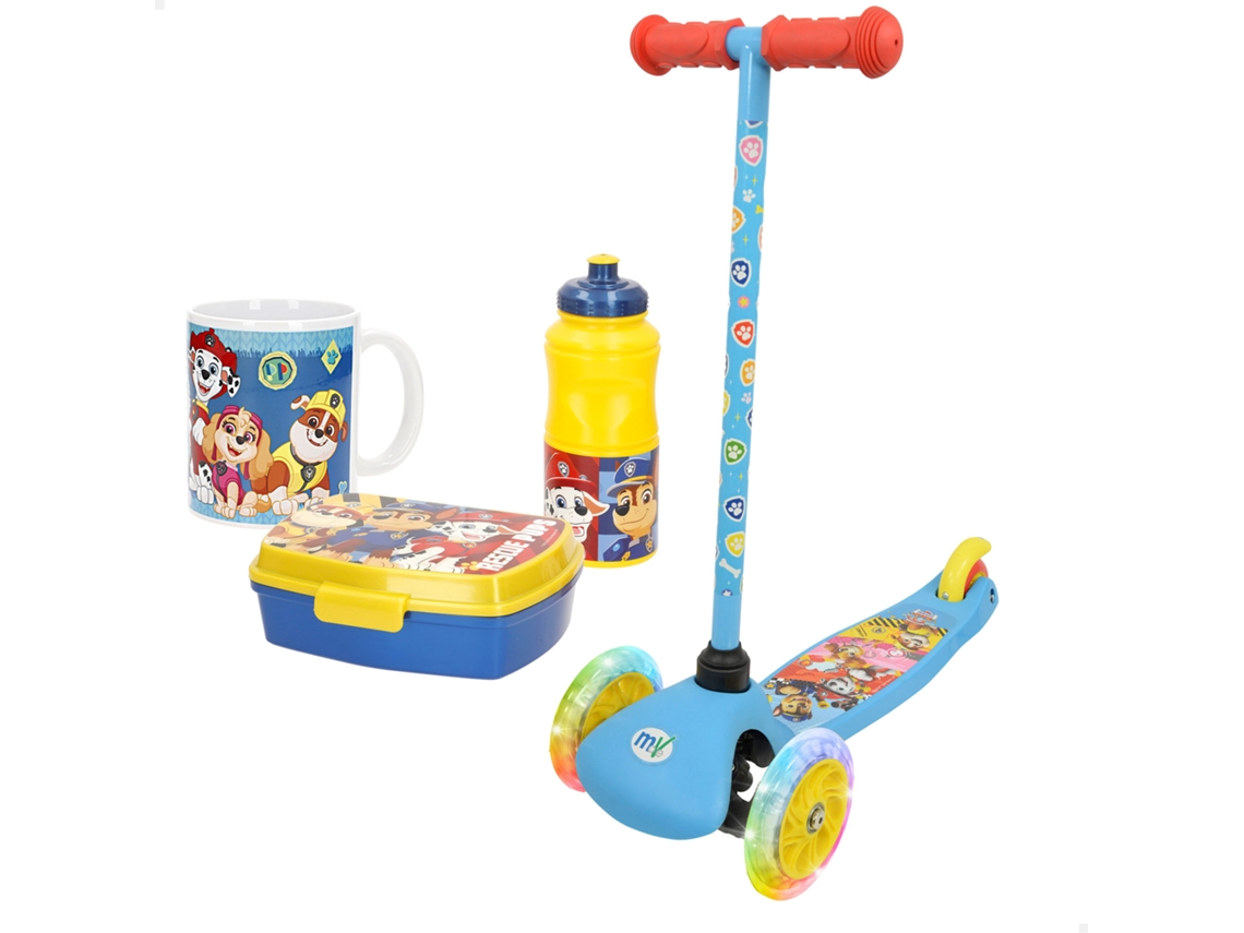 La Patrulla Canina Pack Infantil Patinete + Set Desayuno Con Taza, Fiambrera Y Botella