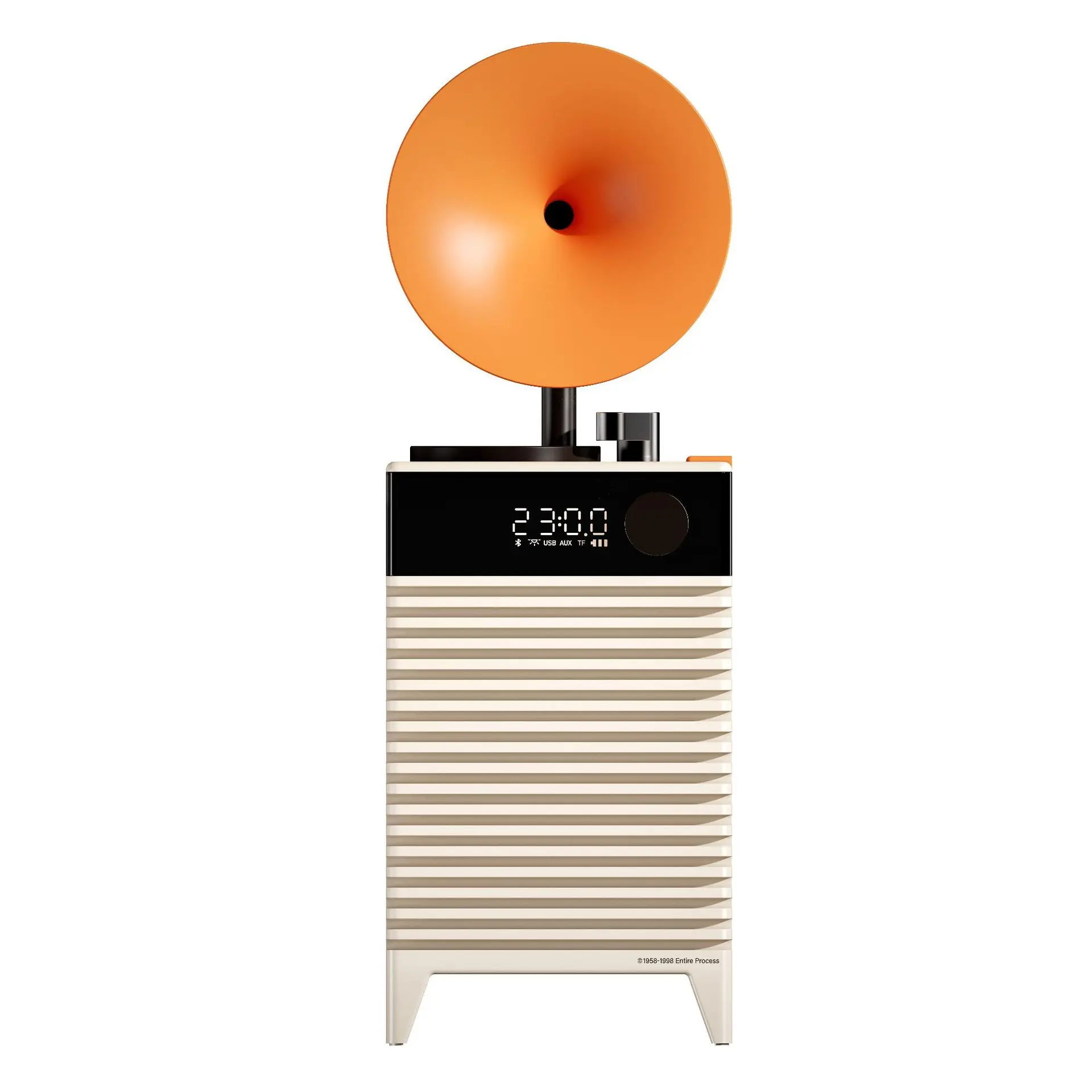 Altavoz Bluetooth MDUG con luz nocturna, reloj digital y reproductor de música, color blanco
