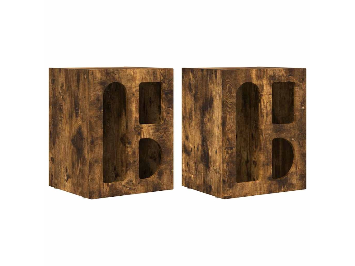 Juego de 2 mesitas de noche de roble ahumado con MAISON EXCLUSIVE (40x35x50 cm)