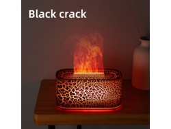 Difusor de aroma USB con diseño de llama y grietas de madera, luz ambiental simulada creativa y colorida (Mdug, negro)