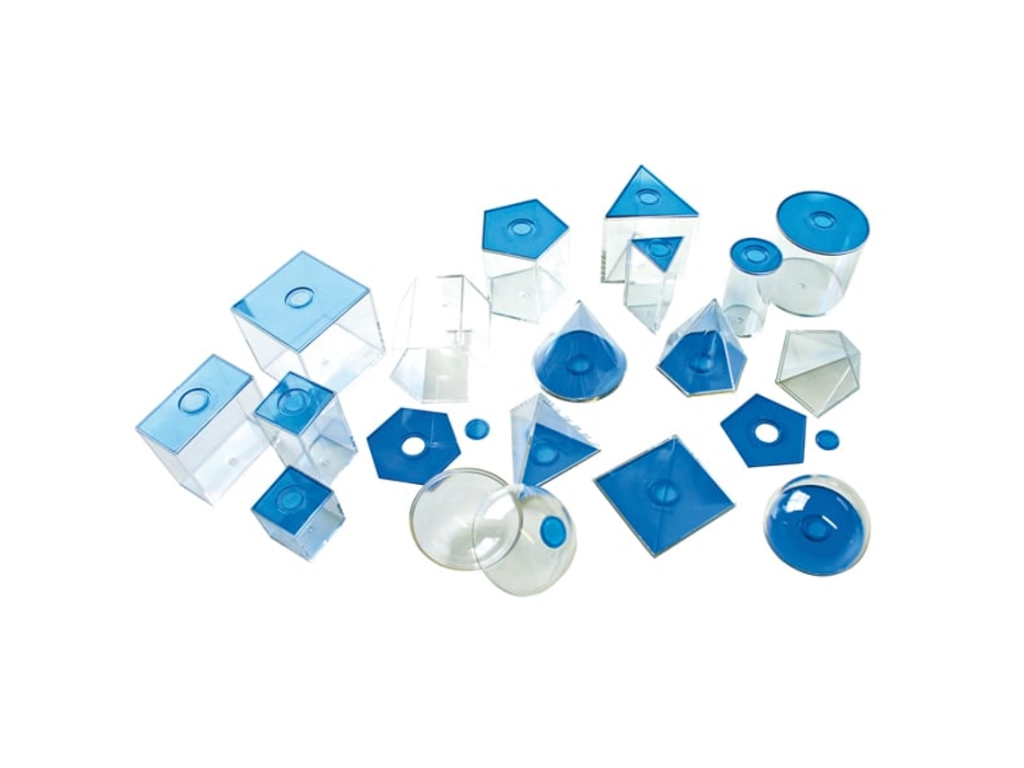 Juguete transparente con pequeñas formas geométricas azules de Eduplay