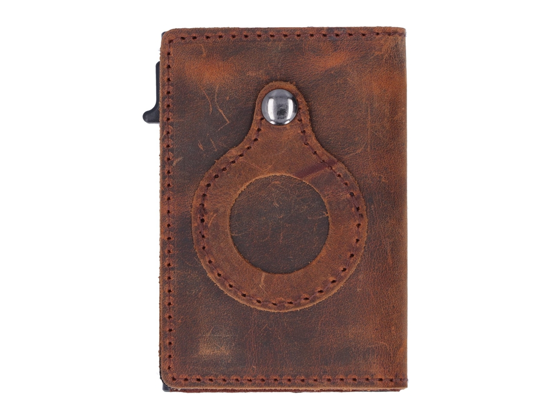 Cartera Automática Multifuncional De Piel De Vacuno Auténtica Para Tarjetas De Café