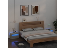Mesas Cabeceira LOVELY HOME Mesinha com Luzes Led 2 Pcs 60X35X40 Cm Cinzento Cimento