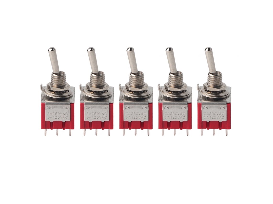 5 Piezas De Interruptor Toggle De 2 Posiciones 3pdt 9 Pines 6mm 2a/250vca 5a/125vca