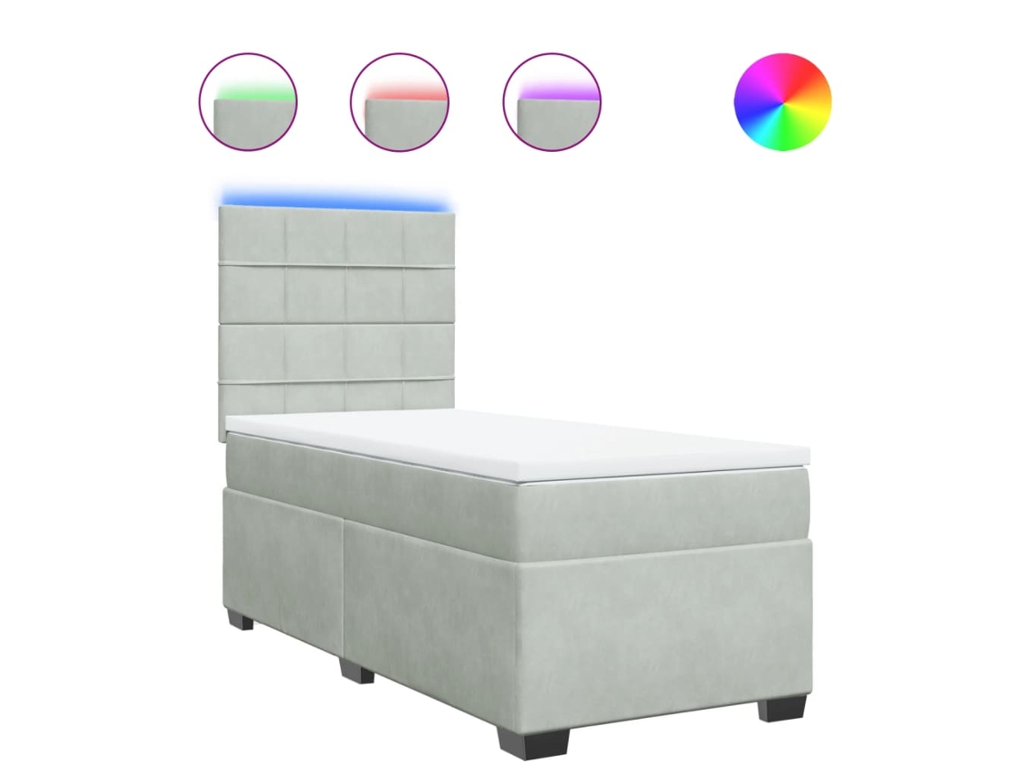 Maison Exclusive - Cama Box Spring Con Colchón Terciopelo Gris Claro 90x190 Cm