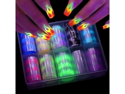 10 Rollos De Pegatinas Luminosas De Fuego Para Uñas, Calcomanías Fluorescentes Para Decoración De Uñas.