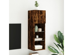 Mueble de TV con luces LED 30,5 x 30 x 90 cm Roble ahumado Wsd468925 Lovely Home