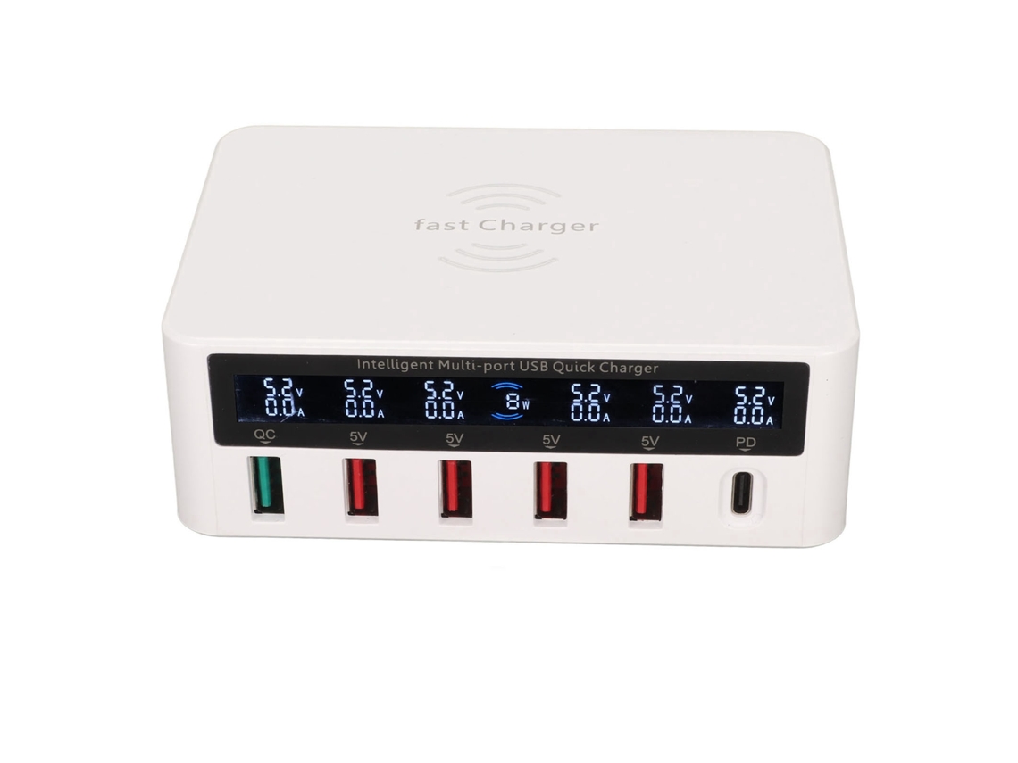 Estação De Carregamento Usb 6 Portas 100w Hub De Carregamento Rápido Com Display Led E Plugue Uk