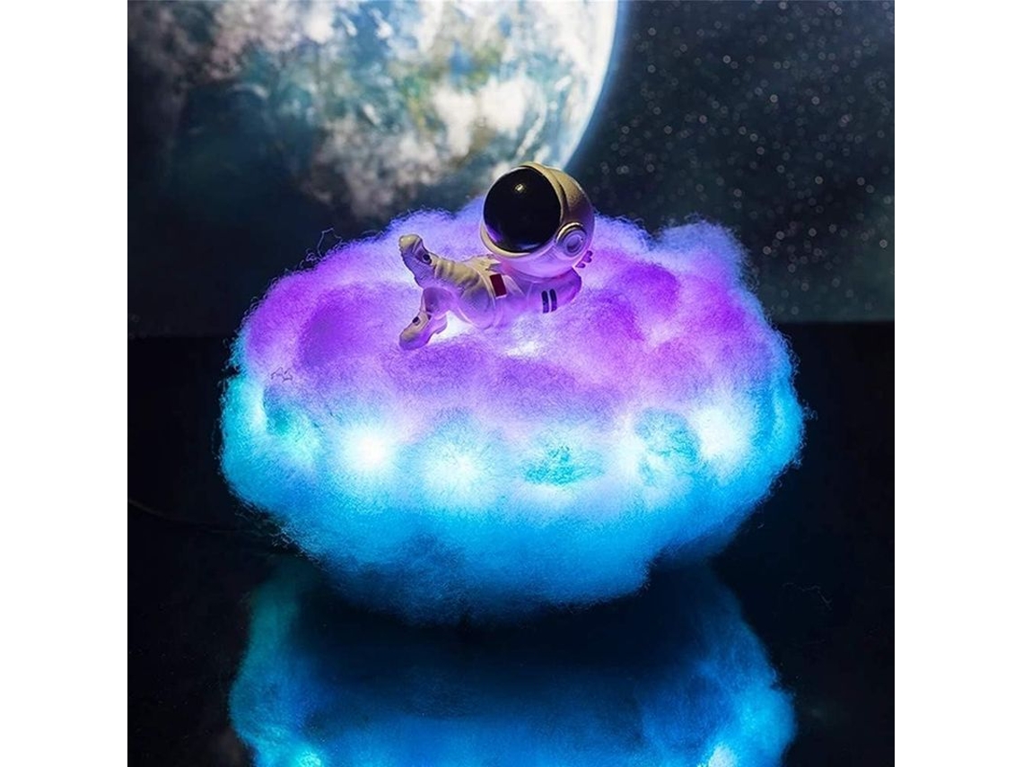 Lámpara Led Con Forma De Nube De Astronauta Y Efecto Arcoíris - Luz Nocturna Creativa