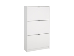 Zapatero Wellhome Adaja con 3 compartimentos para 18 pares de zapatos, 70x24x123cm, color blanco.