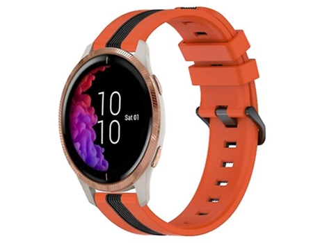 Correa para reloj Garmin Venu de silicona de dos colores, Vertical, naranja y negro, 20mm VENISYMLIS