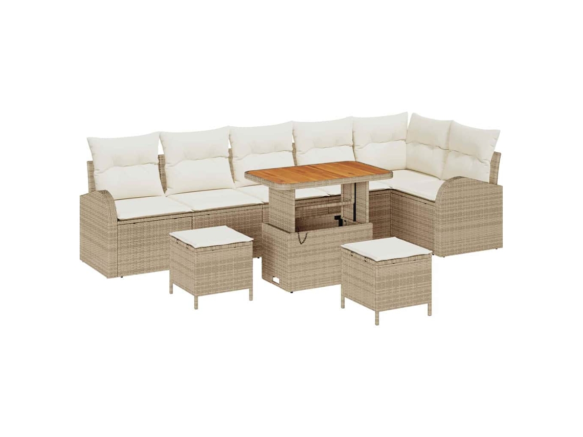 Maison Exclusive - Conjunto De Sofá De Jardín Con Cojín 9 Pcs Beige Y Crema