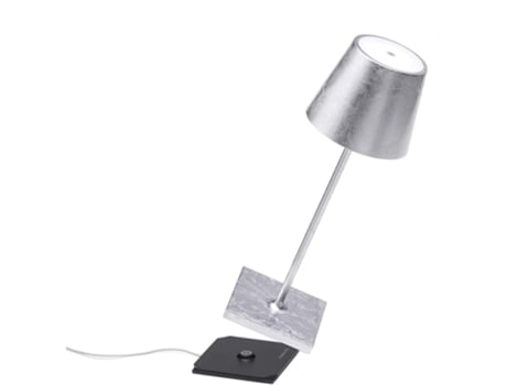 Lámpara de Mesa Poldina Pro Mini Silver Leaf LED recargable y regulable ZAFFERANO