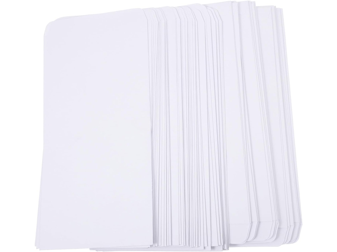 Sobres Gruesos En Blanco De 230x120 Mm, De Papel Blanco, Paquete De 100 Unidades Para Cartas Comerciales.
