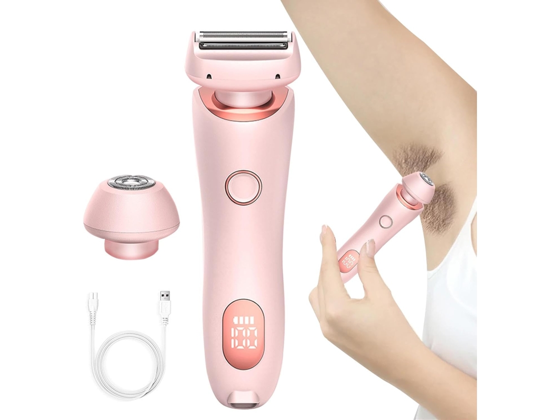 Afeitadora eléctrica femenina 2 en 1 con cuchillas reemplazables, apta para todas las partes del cuerpo, color rosa. ZYBLSSBB