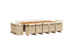 Maison Exclusive - Set Comedor De Jardín Con Cojines 15 Pzas Ratán Sintético Beige