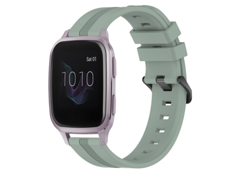 Correa de reloj inteligente para Garmin Venu SQ Correa de reloj Slicone a rayas cóncavas de 20 mm (gris verde)