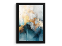 Póster Enmarcado Abstracto - Arte - Oro - Azul 20x30 Cm