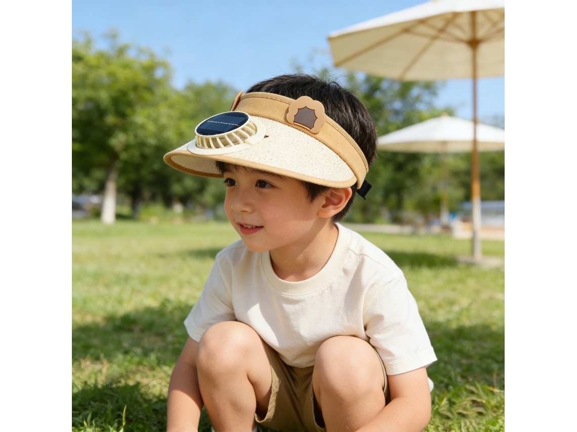 (beige) Sombrero Con Ventilador Solar Para Viajes Al Aire Libre Y Ciclismo - Protección Solar