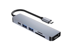 Adaptador USB-C para MacBook Hub, adaptador multipuerto USB tipo C a HDMI 4K 6 en 1, compatible con computadoras portátiles tipo C como MacBook Pro Dell YIZHOOD