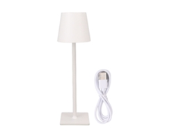 Lámpara De Mesa Led Sencilla Con Textura Metálica, 3 Modos De Color Ajustables, Control Táctil, Protección Ocular, Color Blanco.