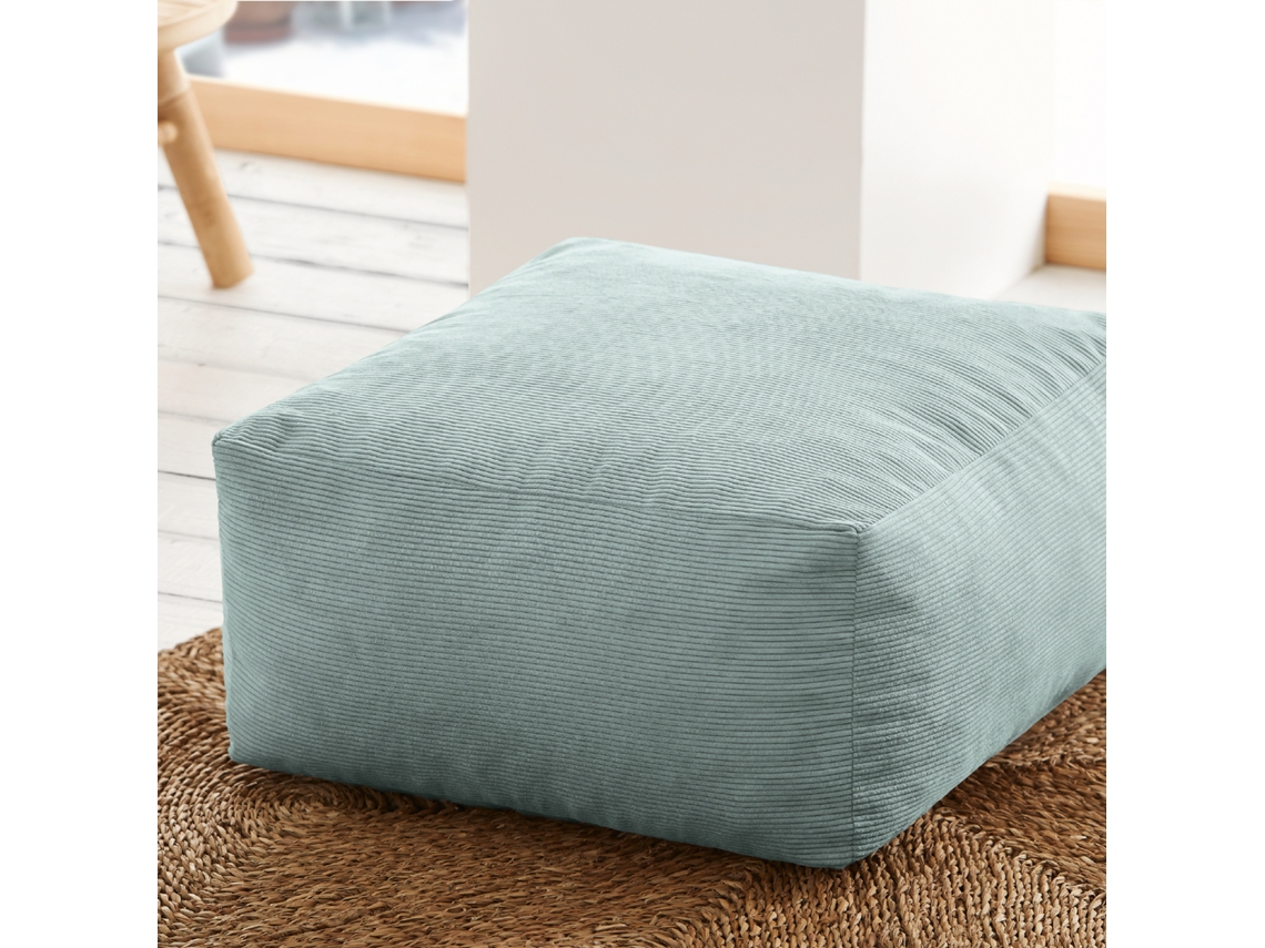 Puf Cuadrado 50x50cm Pana Azul Turquesa Desierto