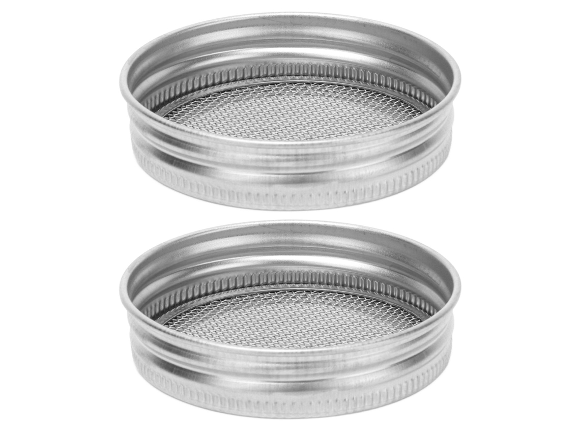 2 Tapas De Filtro De Acero Inoxidable Para Frascos De Boca Regular De 70 Mm Para Germinación De Semillas