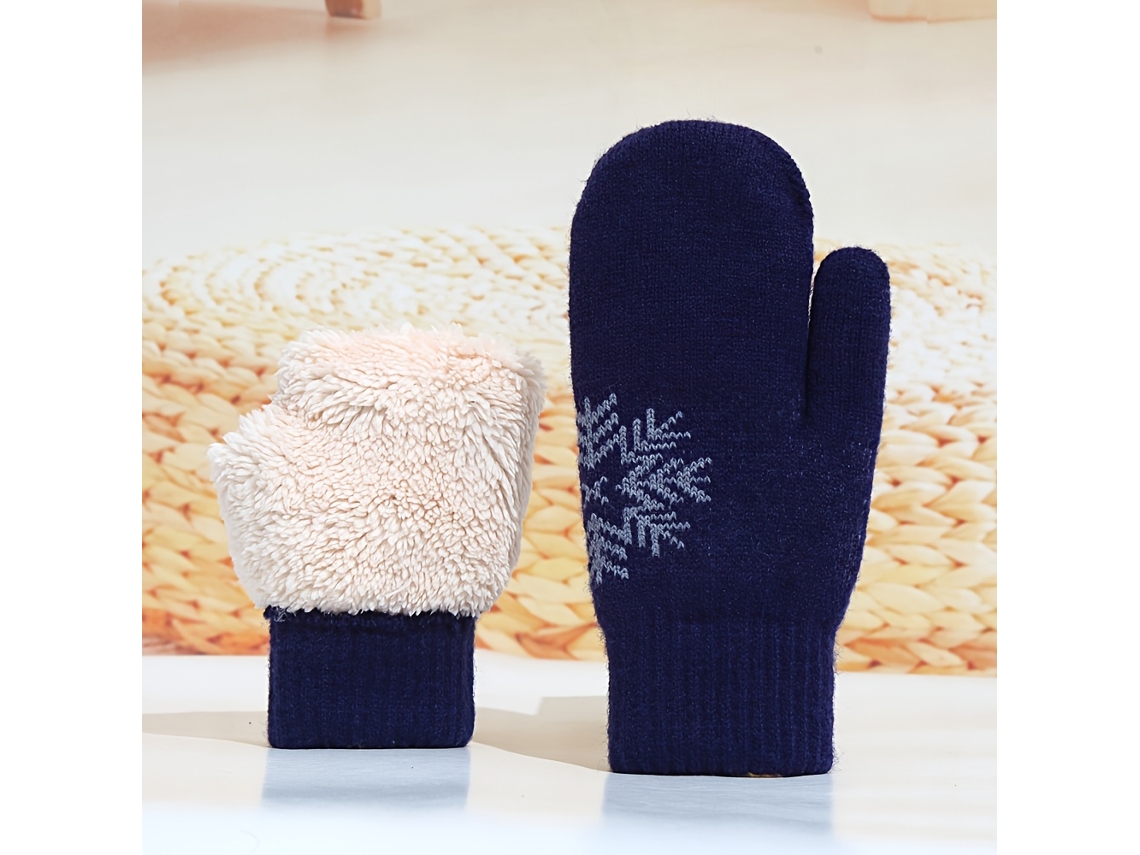 Estos Guantes De Invierno Unisex Están Confeccionados Con Forro Polar Y Un Grueso Aislamiento En Forma De Copo De Nieve. Son Elegantes Y A L