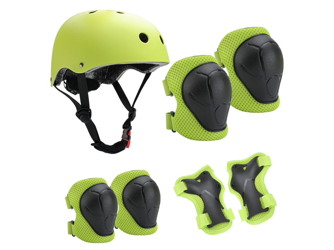(verde) Kit De Equipo De Protección Para Niños, Que Incluye Casco, Rodilleras, Coderas Y Muñequeras, Adecuado Para Actividades Al Aire Libre.
