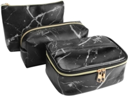 Juego De Neceser De Maquillaje De Mármol Para Guardar Cosméticos Y Accesorios De Viaje, Color Negro.