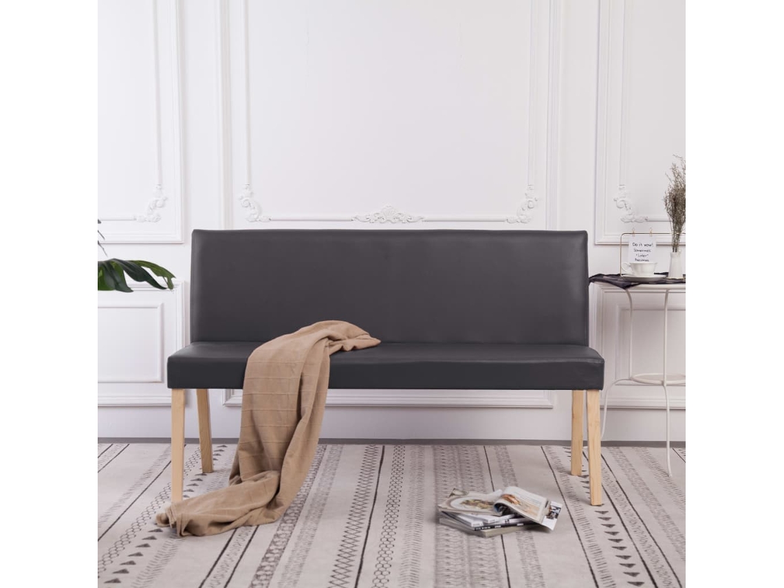 LOVELY HOME Taburete Banco 139,5 Cm Cuero Artificial Gris