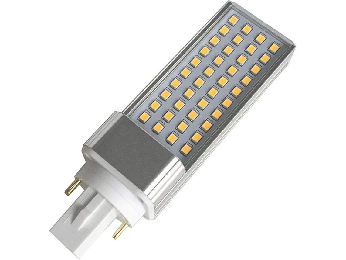 Bombilla Led G24 De 2 Pines, 8w, 265v, Luz Blanca Cálida, Sin Balasto, Ajustable, Metálica.