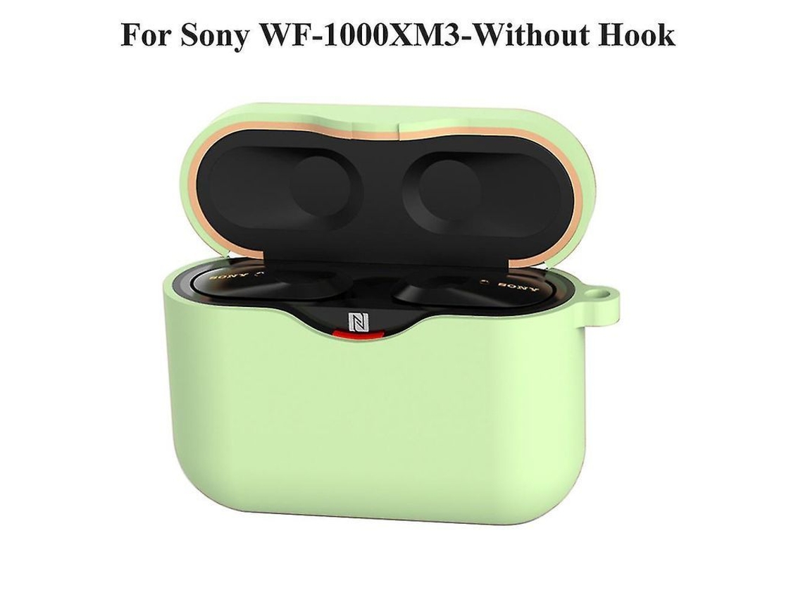Estuche De Carga Para Auriculares Sony Wf-1000xm3/xm4 Con Gancho Antipérdida, Silicona Verde Té.
