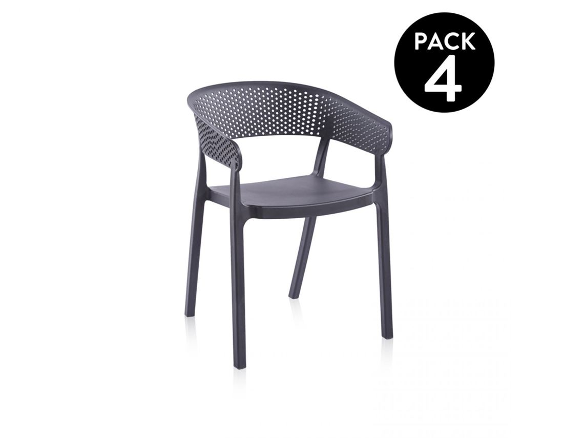 Pack 4 sillas de exterior Diza Antracita 54 x 73,5 x 50,5 cm
