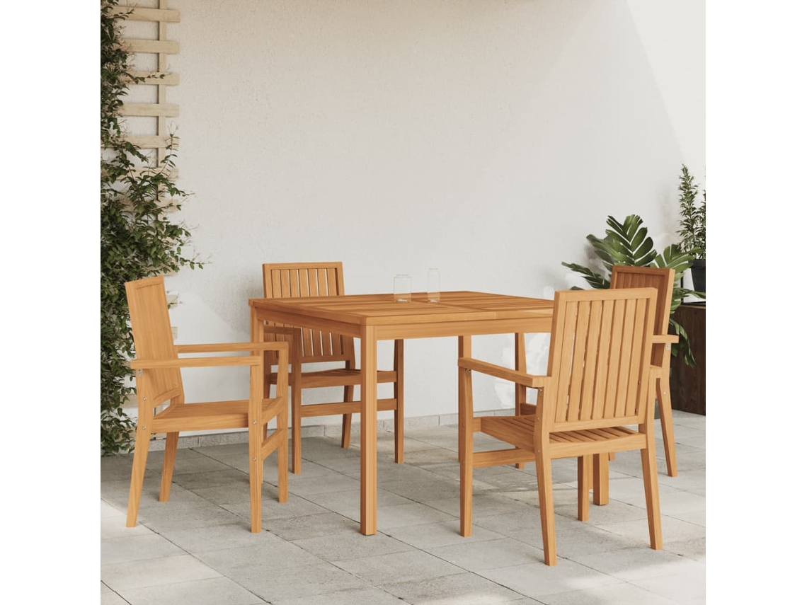 Juego de comedor de jardín de 5 piezas de madera maciza de teca Dkd Home Decor