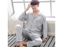 Conjunto De Pijamas De Seda Negra Para Hombre Jm Junemaist Manga Larga Tallas L Xl Xxl Xxxl Xxxl Pijama De Hombre De Plata