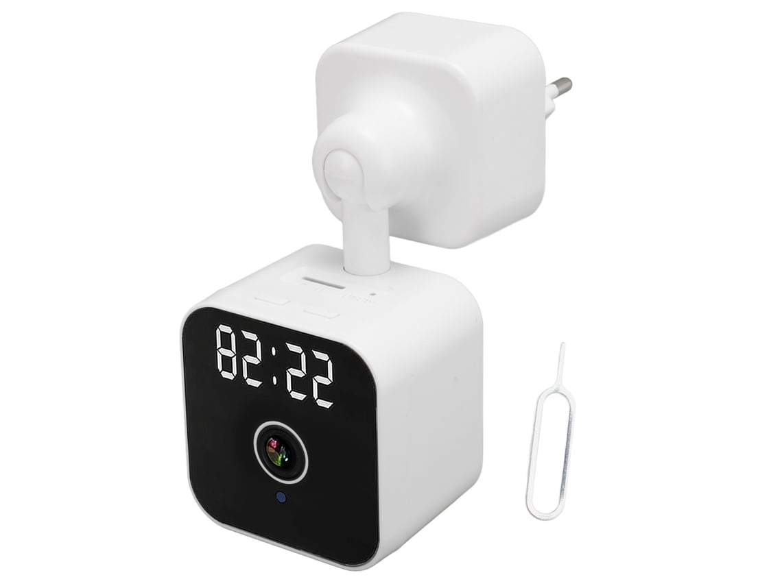 Cámara De Seguridad Interior Con Reloj Wifi 2.4g Inalámbrica Hd 3mp Para Bebés Mascotas Con Detección De Movimiento Visión Nocturna