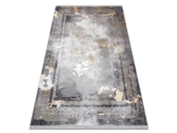 Alfombra Luce 77 Moderna Marco Vintage - Structural Gris / Mostaza (134 x 190 cm)