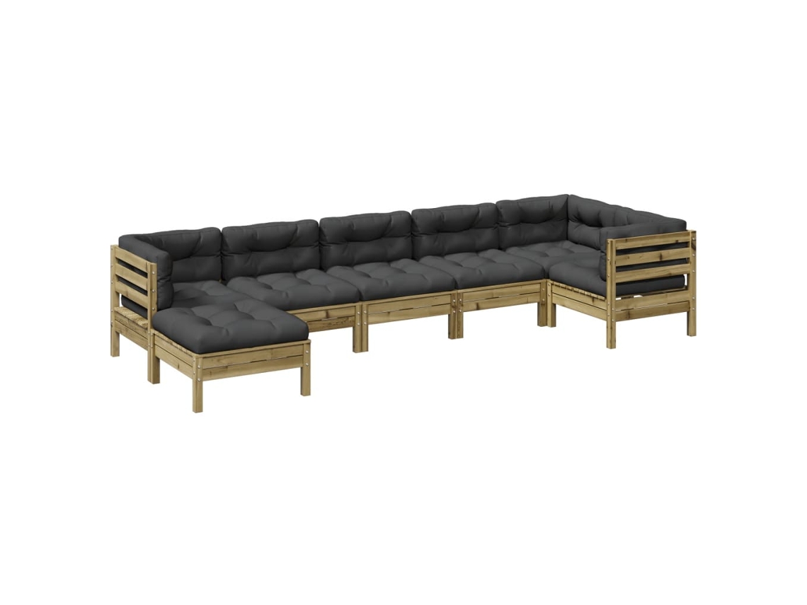 Maison Exclusive - Set De Sofás Jardín 7 Pzas Con Cojines Madera Pino Impregnada