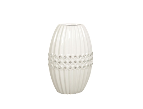 Florero ROMIMEX Blanco Plateado Cerámica 19 x 29 x 13 cm