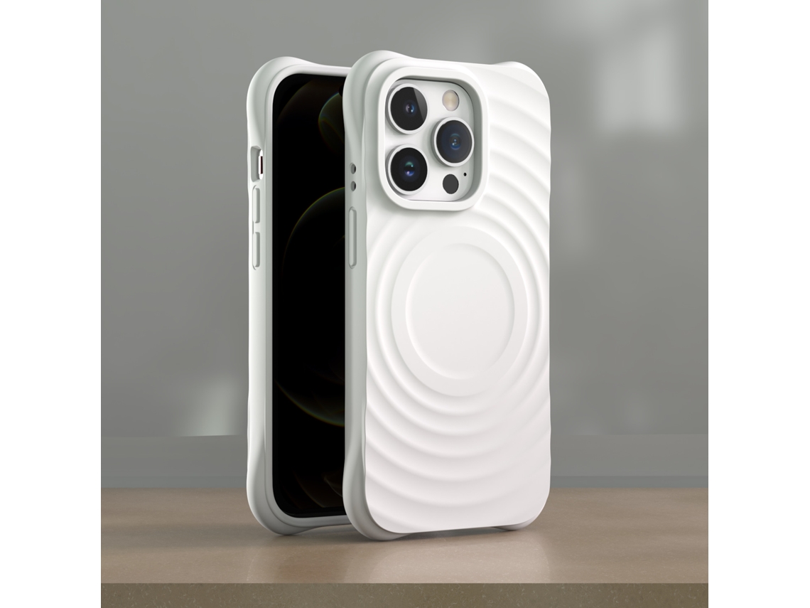 (blanco, Iphone 14 Pro) Funda Magnética Para Iphone, Cobertura Total Con Silicona Líquida.
