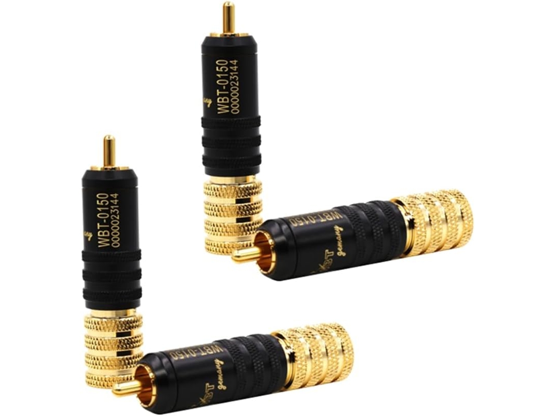 Juego De 4 Adaptadores De Conector Jack Wbt 0150 Chapados En Oro De Cobre, Conector De Audio Hifi, Tornillos De Bloqueo De Seguridad.