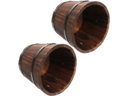 Juego De 2 Macetas De Madera Carbonizada Para