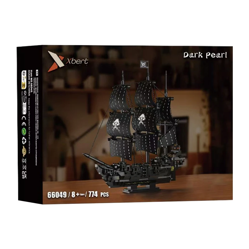 El juguete de construcción de bloques del barco pirata Perla Negra es adecuado para niños.