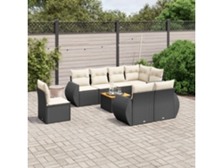 Conjunto de sofás de jardín de 9 piezas DKD Home Decor con cojines de mimbre negros