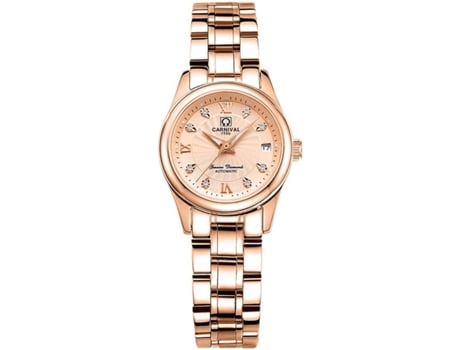 Reloj automático VEANXIN resistente al agua de acero inoxidable para mujer-oro rosa blanco