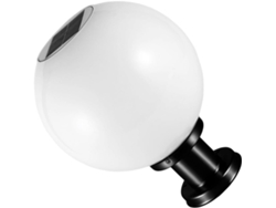 Elegante Lámpara Solar De Jardín Con Globo Esférico Blanco De 20 Cm En Acero Inoxidable Y Acrílico.