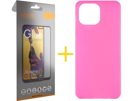 Kit Funda + Protector de Pantalla Apple iPhone 13 Pro ACCETEL Liso Rosa